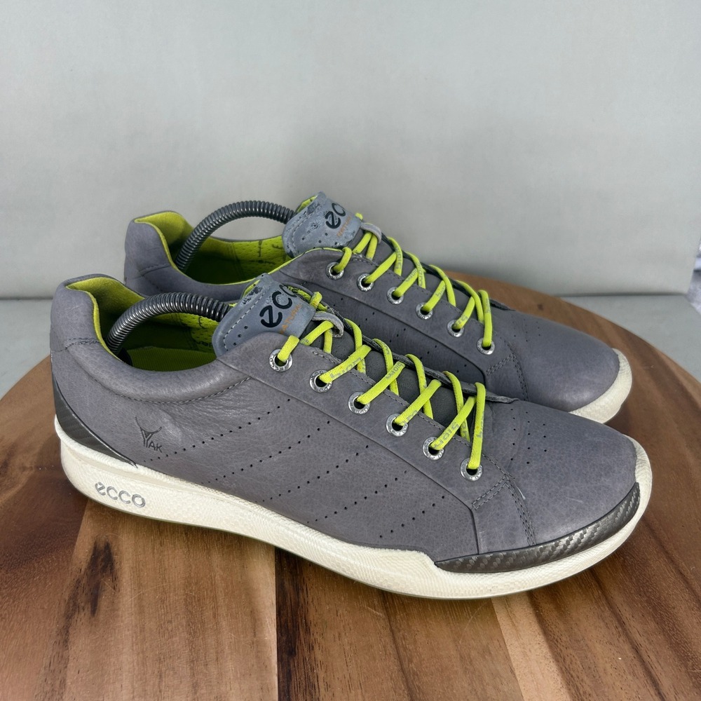 ECCO Biom Hybrid Yak Leather Golf Shoes Grey Lime Green Mens Size 45/11.5